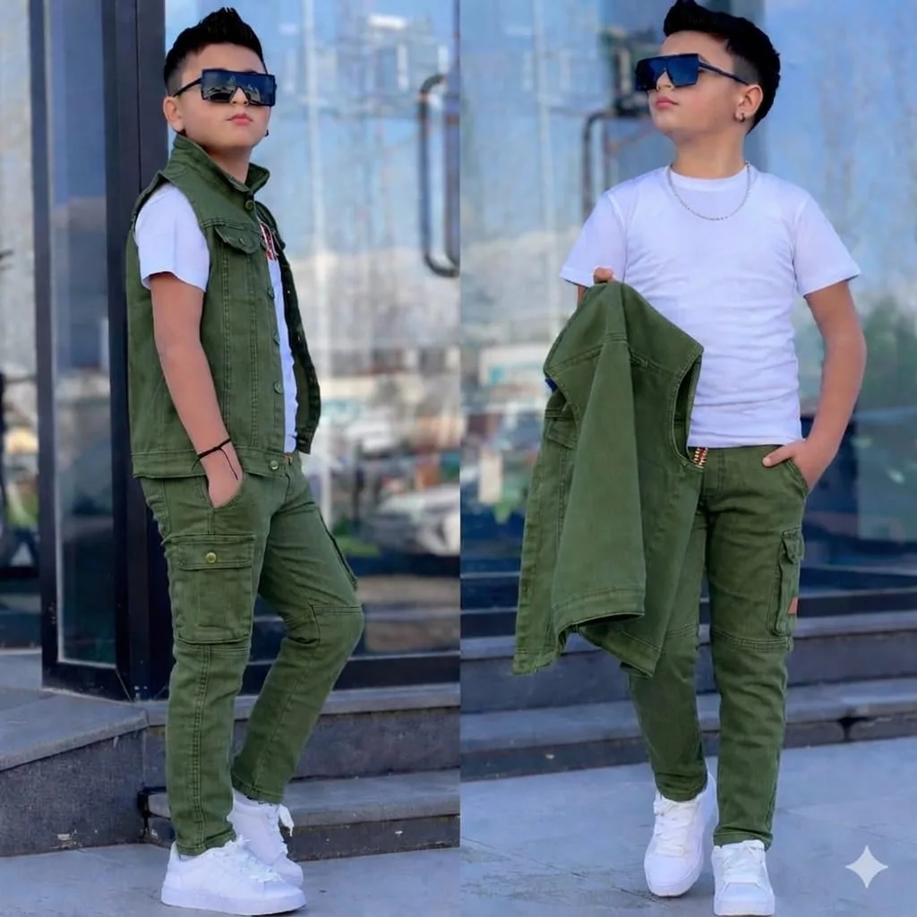 Boys' Cargo Set with Vest and Jacket