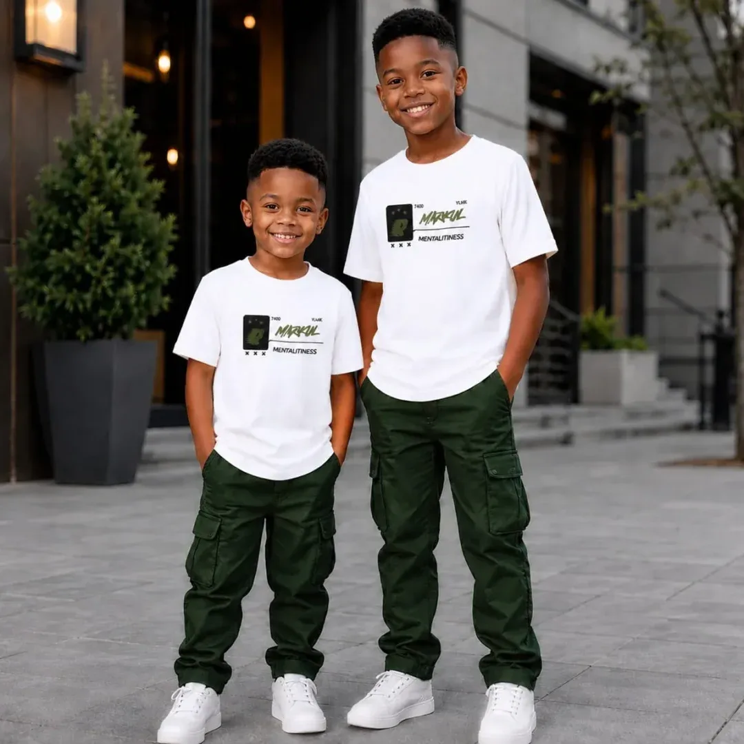 Boys' Graphic Tee & Cargo Pants 2-Piece Set – Kids' Wear | Vee Fashions