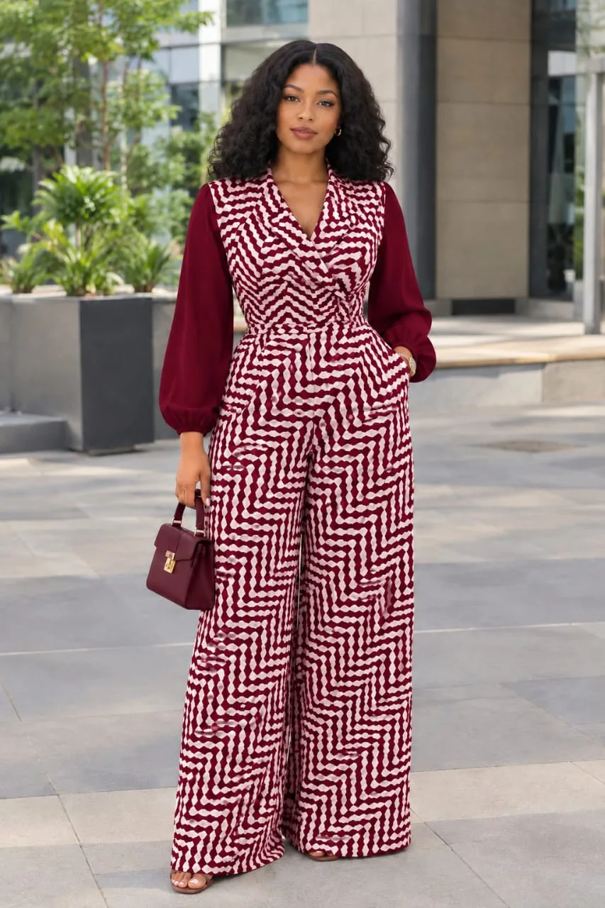 Houndstooth Wide-Leg Jumpsuit