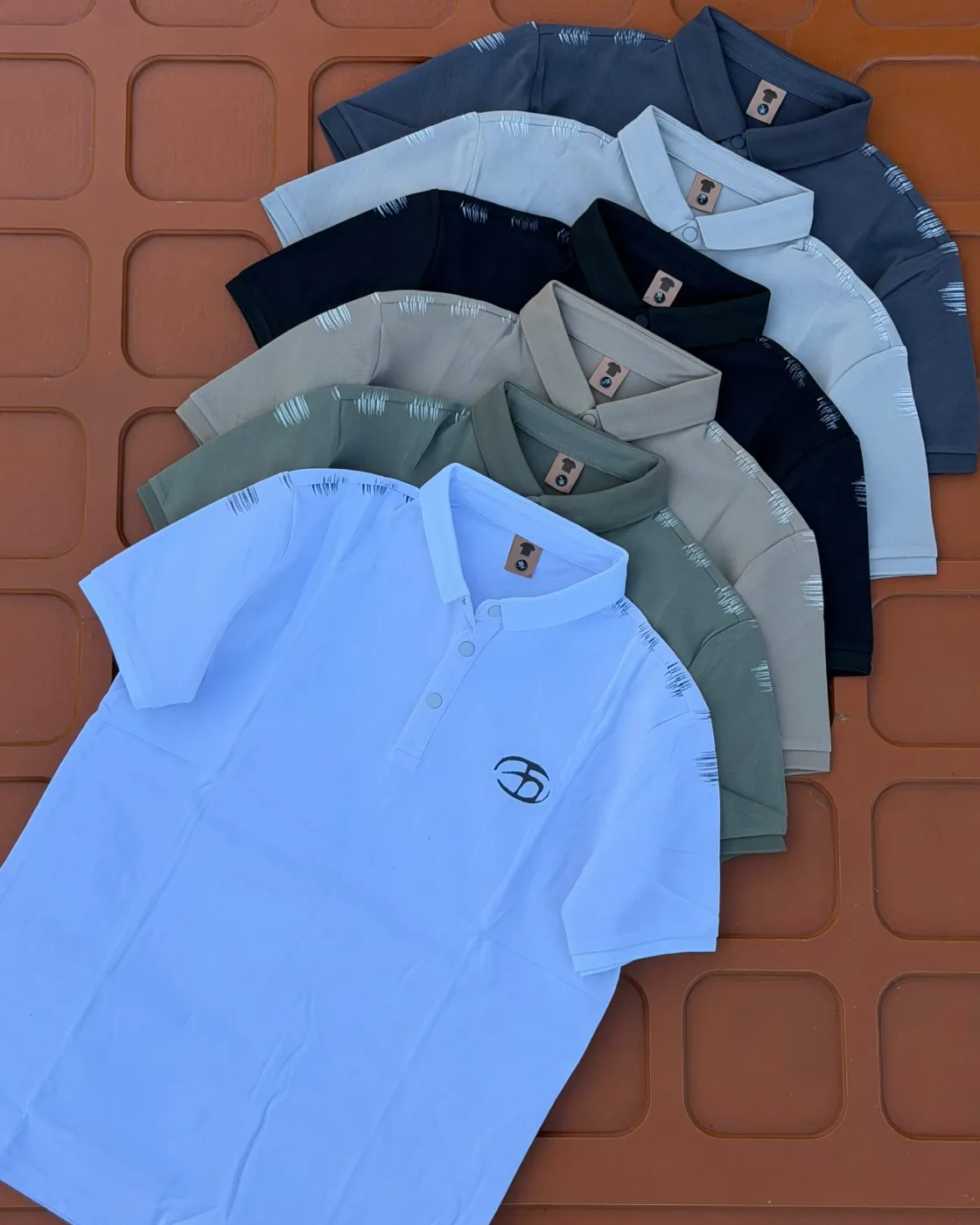 Men's shoulder-print polo shirts in 6 shades