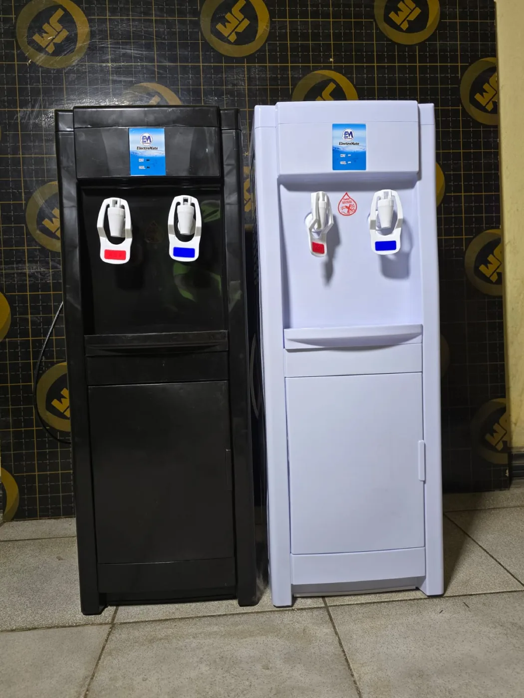 Electromate hot and cold water dispensers in black and white