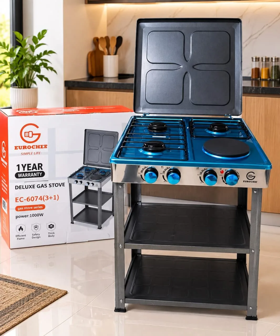 Eurochef Deluxe Gas Stove EC-6073 (2 Gas + 1 Electric)