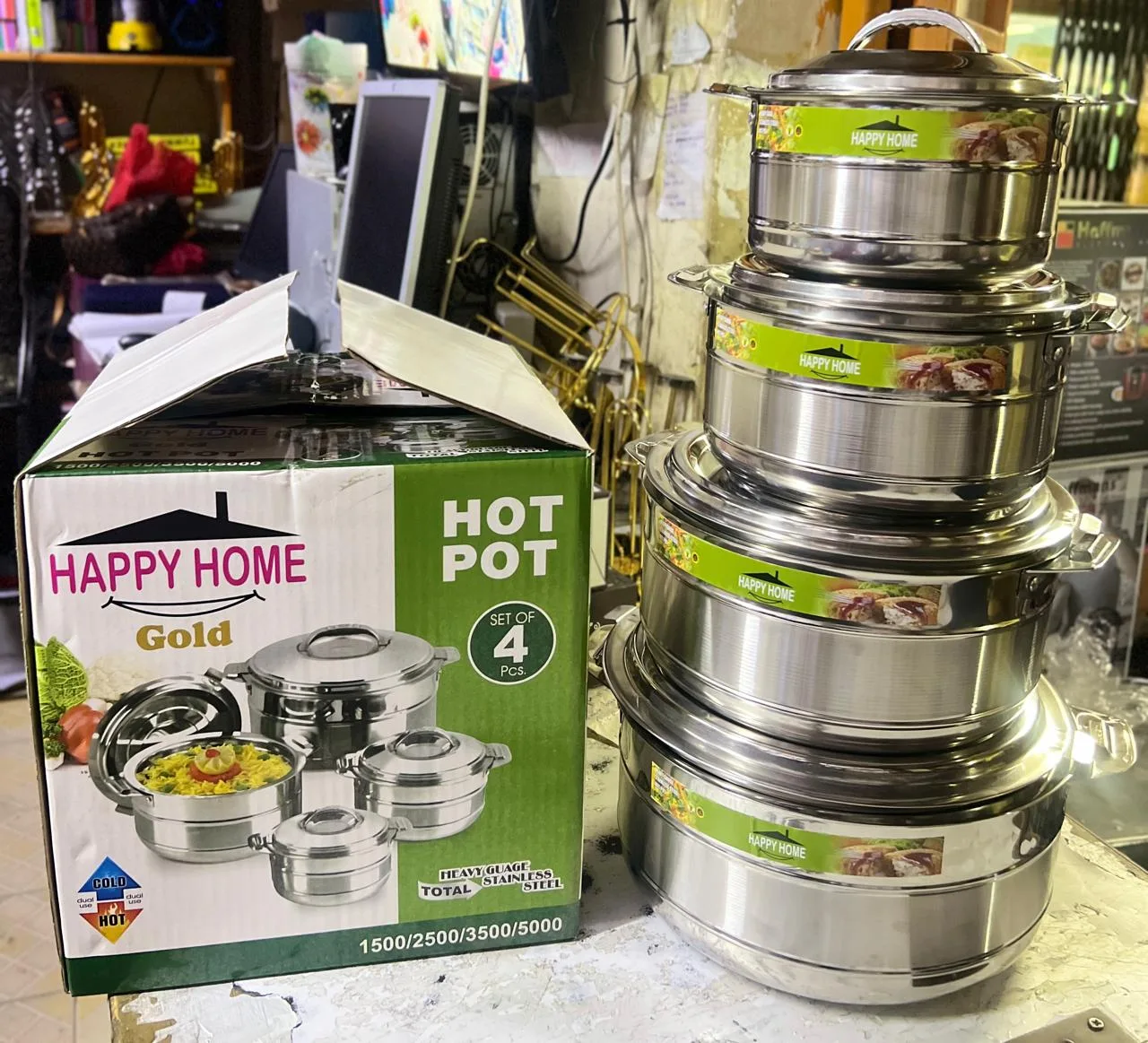 Happy Home Gold Hot Pot Set (4 Pieces)