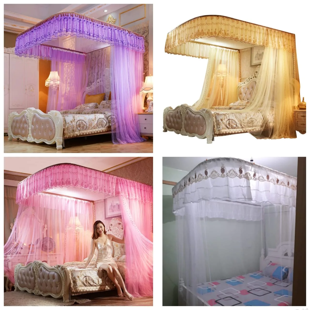 Two-Stand Rail Mosquito Net with Sliding Rails