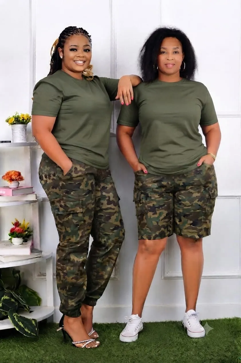 Women's Casual Camo Cargo & T-Shirt 2-Piece Set - Image 2